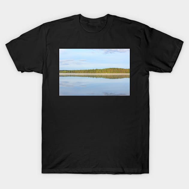 Summer lake scape at morning T-Shirt by Juhku